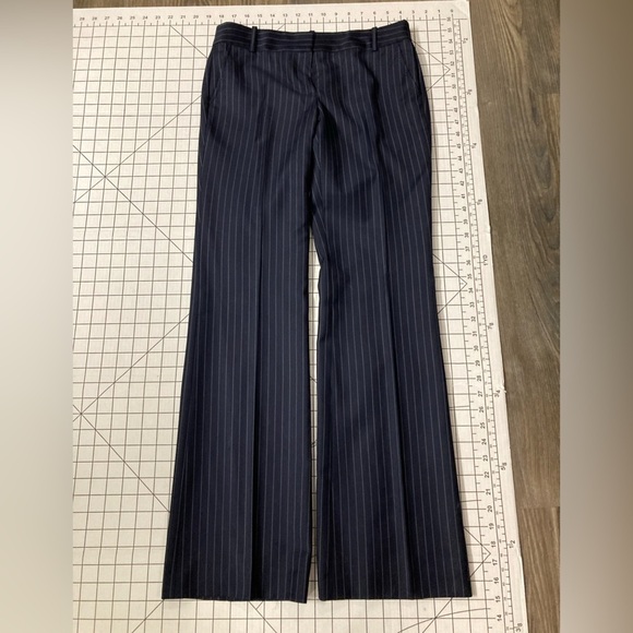 J. Crew Women’s Size 0 Navy Pinstriped Wool City Fit Trousers - Picture 1 of 9